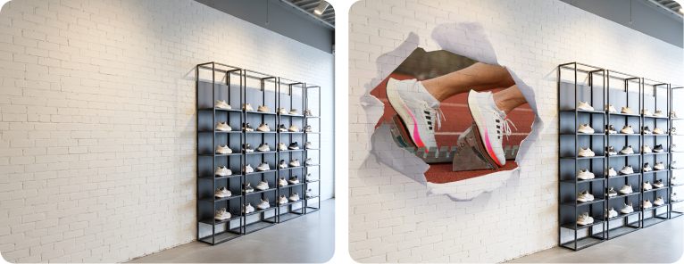 Retail Store Interior Feature Wall | Brick Sneaker Mural